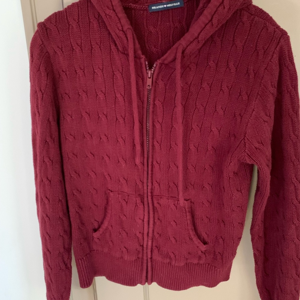 Brandy Melville Cable Knit Hoodie Sweater